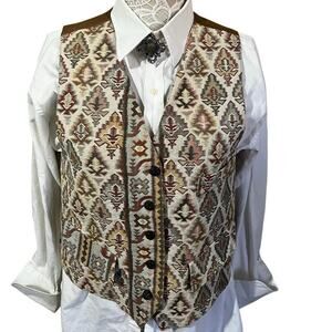 Vintage Forenza Southwestern Tapestry Vest Women’s M Boho Western Muted